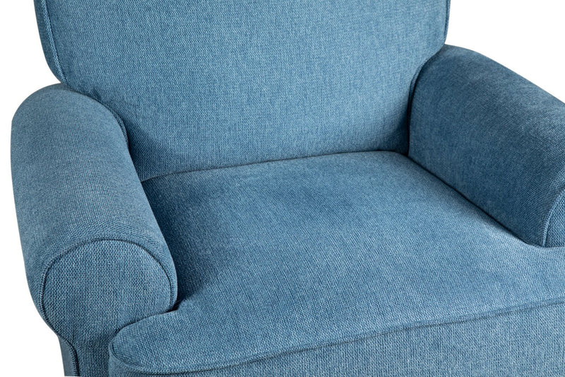 Bevin 34.4\" Chenille Fabric Swivel Glider Reclining Chair - Blue