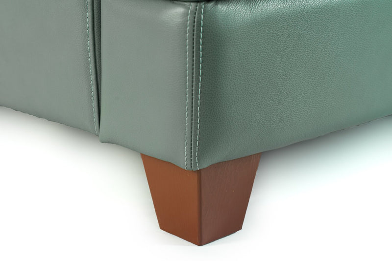 Chateau d’Ax Vita 70\" 100% Genuine Leather Loveseat with Diamond Pattern Stitching and Wood Legs - Seafoam Green
