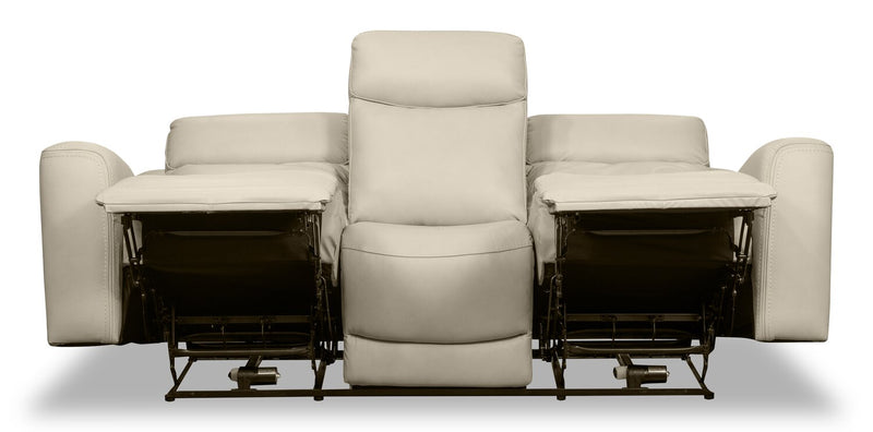 Scott Living Prescott 88.5\" Genuine Leather Power Reclining Sofa with Power Headrests - Platinum Grey