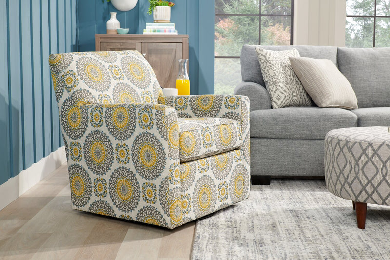 Made in Canada Sofa Lab Customizable Swivel 31\" Fabric Accent Chair - Jade Multicolour