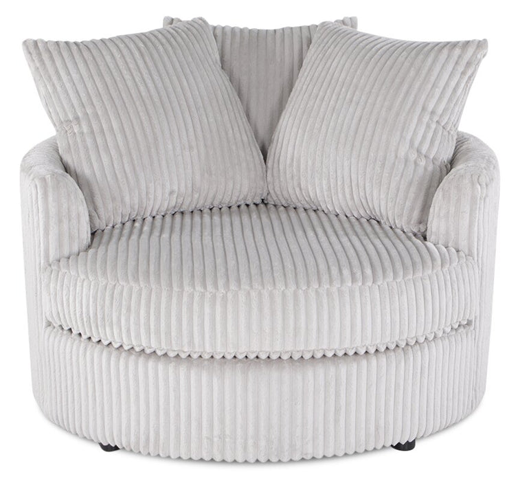 Made in Canada Grande 48\" Chenille Fabric Cuddler Accent Chair - Groove Mist Grey