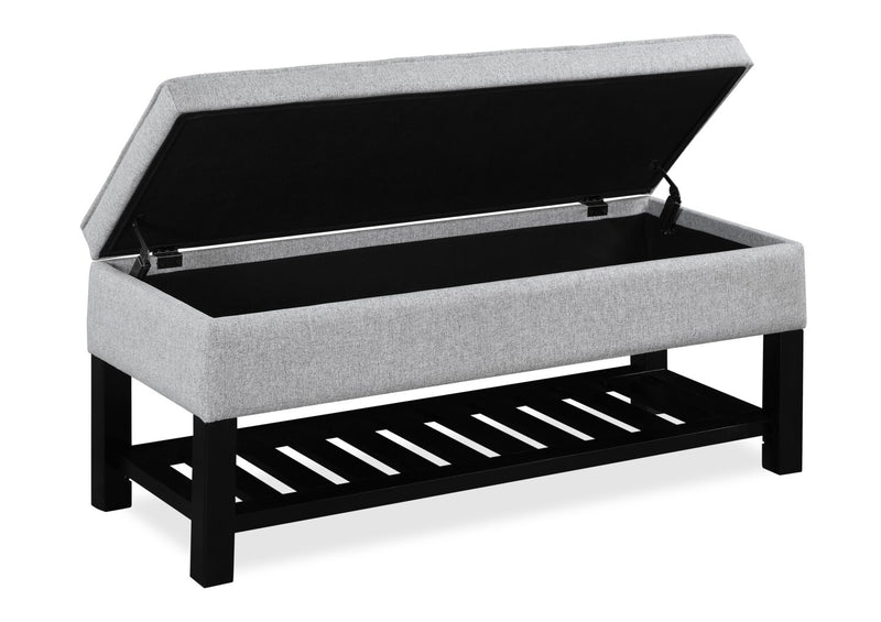 Ryan 43.5\" Storage Bench with Bottom Shelf - Light Grey