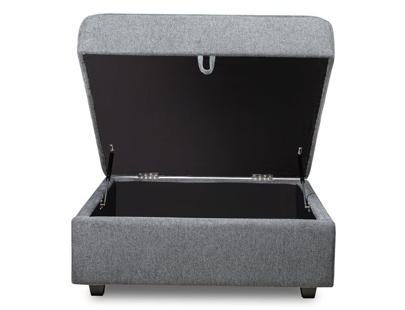 Scott Living Evolve Modular 39.5\" Linen-Look Fabric Storage Ottoman with Feather Down Cushion - Charcoal Grey