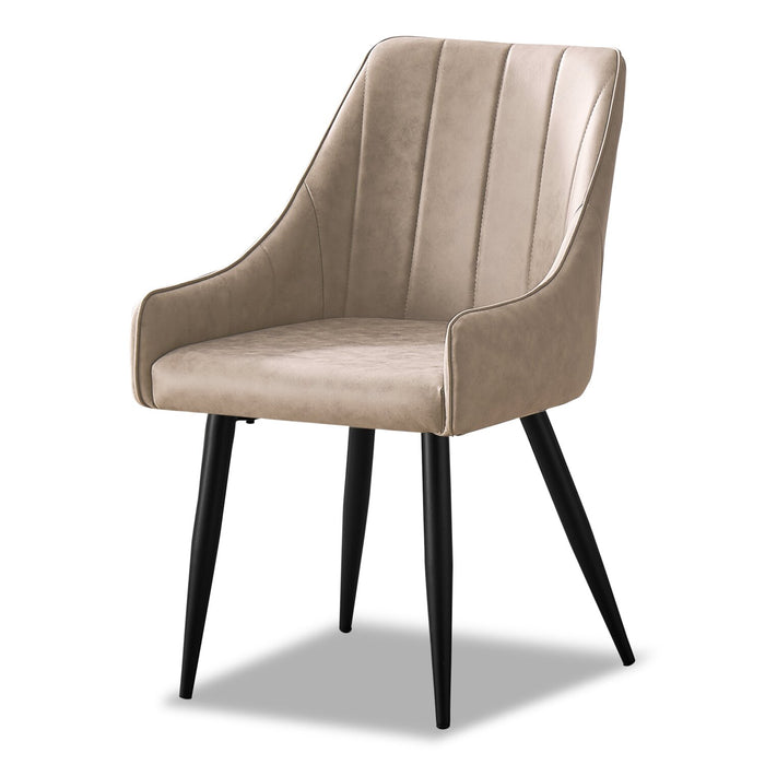 Eliot Dining Chair with Vegan-Leather Fabric, Metal - Taupe