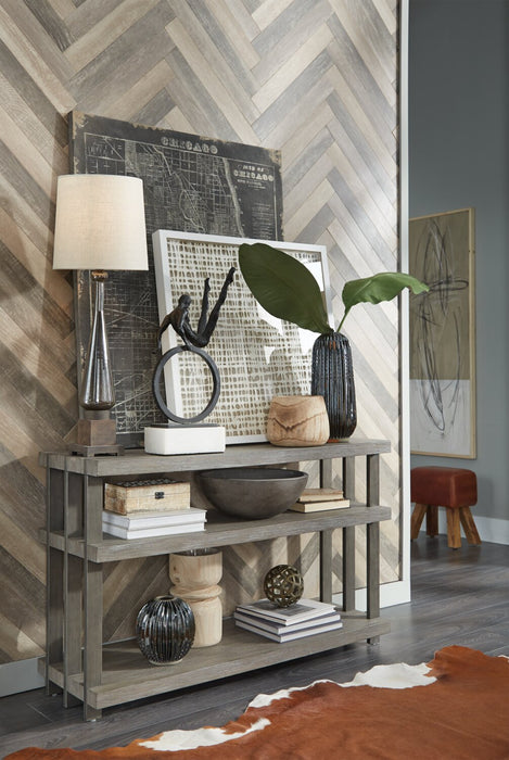 Eldridge 48\" Modern Sofa Table with Shelf - Weathered Grey with Metal and Wood