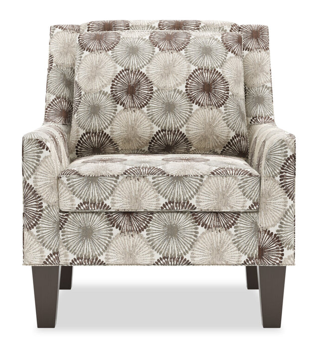 Made in Canada Sofa Lab Customizable Club 29\" Fabric Accent Chair with Wood Legs - Stone Multicolour
