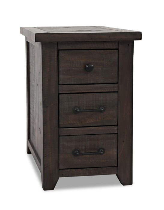 Morgan 16\" Rustic Powered Chairside Table with Storage - Dark Brown with Reclaimed Wood