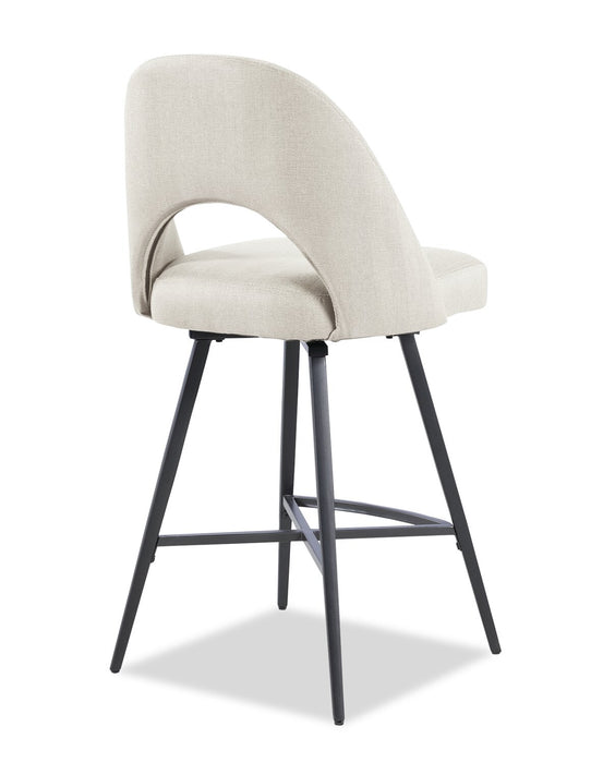 Elijah Counter-Height Stool with Swivel Seat, Linen-Look Fabric, Metal - Taupe