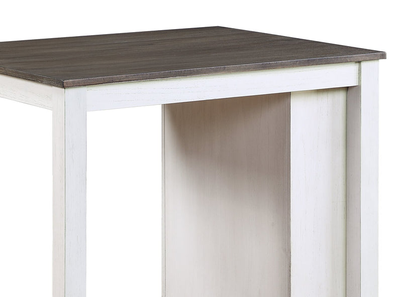 Lane 3pc Counter-Height Dining Set with Table & 2 Chairs, Built-in Shelves & USB, 36.5\"W - White