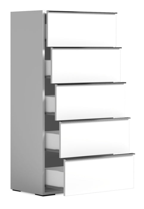 Raia Bedroom Chest of Drawers, 5-Drawer - Made in Italy, 23\"W x 53.5\"H, Modern - White