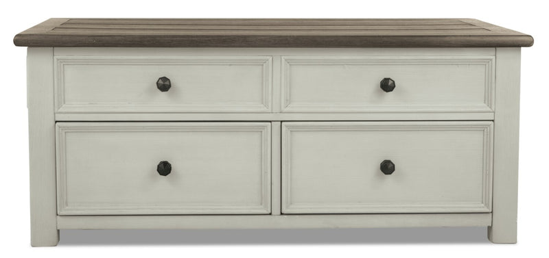 Colby 46\" Rustic Lift Top Coffee Table with Storage and Casters - Two Tone Wood