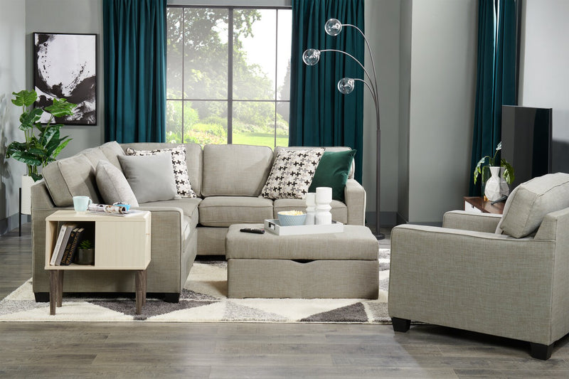 Made in Canada Sawyer 40\" Linen-Look Fabric Storage Ottoman - Light Grey