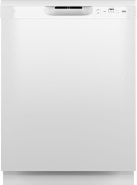 GE 24\" 59 dBA Built-In Front-Control Dishwasher with Piranha Hard Food Disposer - White - GDF510PGRWW