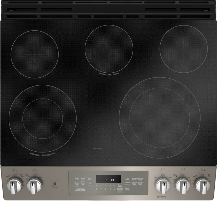 GE 5.3 Cu. Ft. Electric Range with True European Convection and Steam+Self Clean - Slate - JCS840EMES