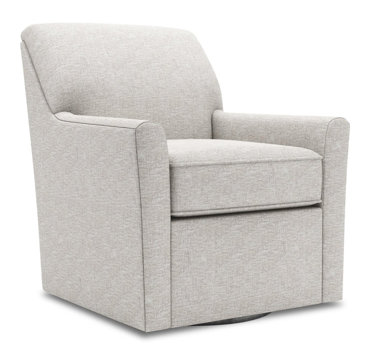 Made in Canada Sofa Lab Customizable Swivel 31\" Fabric Accent Chair - Luxury Silver