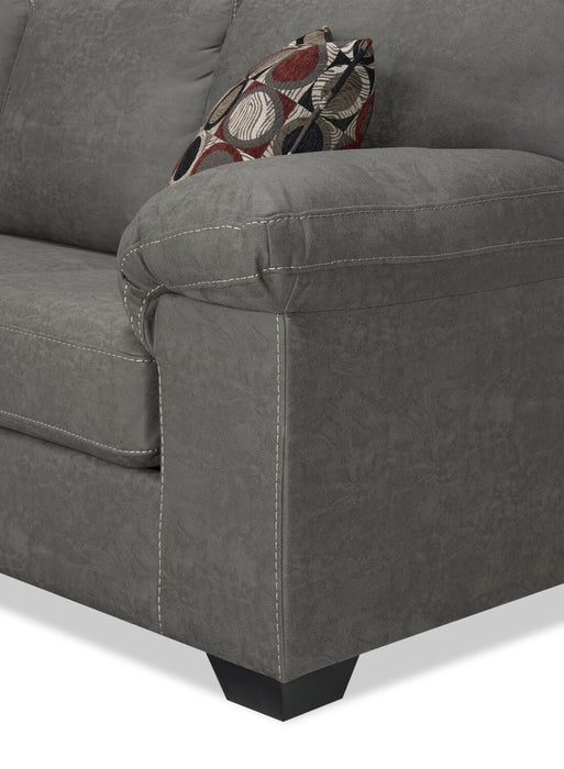 Made in Canada Morty 2-Piece Left-Facing Leather-Look Fabric Sectional with Accent Pillows - Grey