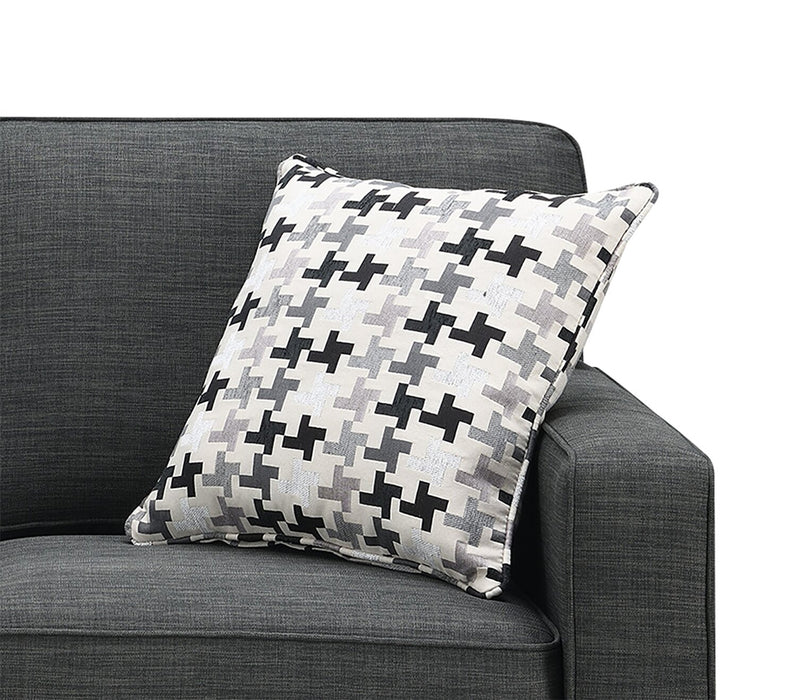 Made in Canada Sawyer 83\" Linen-Look Fabric Sofa with Reversible Cushions and Accent Pillows - Charcoal Grey