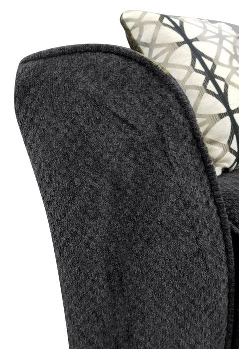 Made in Canada Febe 49\" Chenille Fabric Chair with Flared Arms and Wood Legs - Charcoal Grey