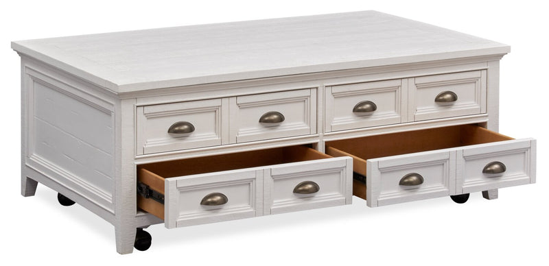 Heron Cove 50\" Traditional Lift Top Coffee Table with Storage and Casters - White Pine