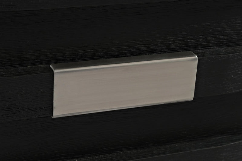 Bronx 16\" Rustic Chairside Table with Storage and Shelf - Charcoal Wood