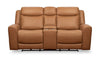 Scott Living Prescott 79\" Genuine Leather Power Reclining Loveseat with Power Headrests - Butternut Brown