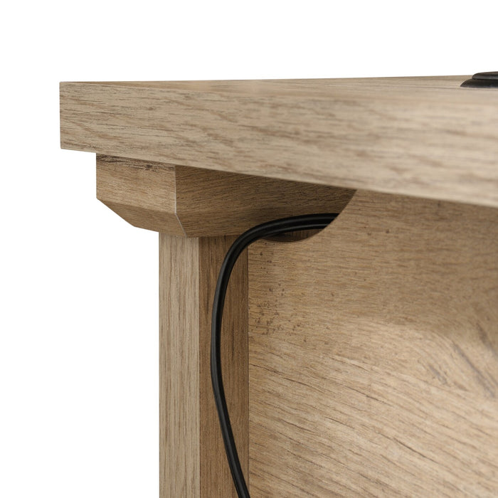 Akira 65.12\" L-Shaped Office Desk with Keyboard Tray, 3-Drawers & Cabinet - Prime Oak