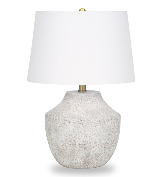 20\" Cream Textured Concrete Table Lamp with Ivory Shade