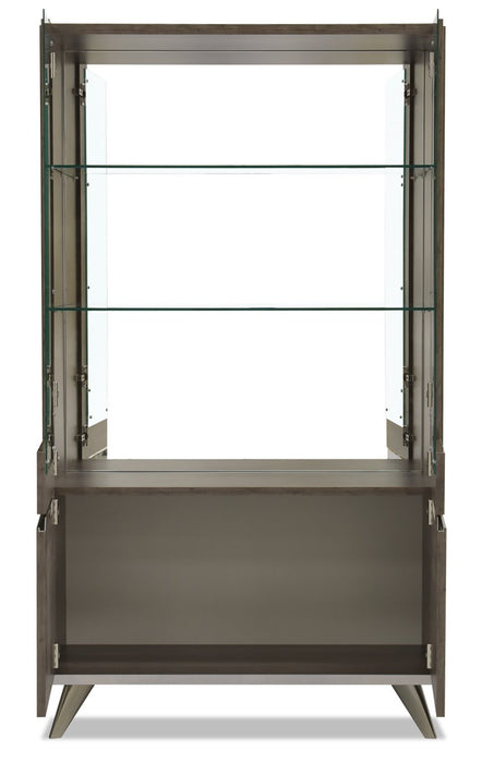 Gino Dining Curio with Storage & Glass Display Shelves - Made in Italy, Modern, 42\"W - Brown