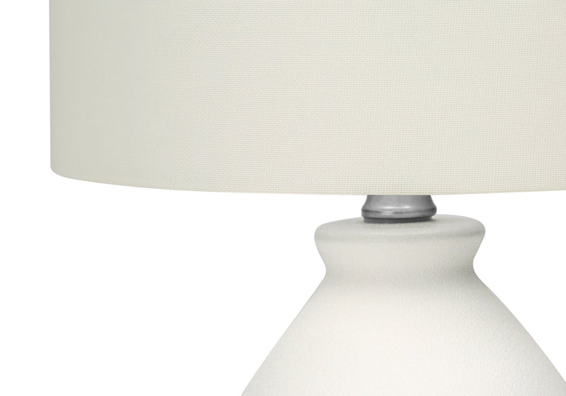 17\" Cream Ceramic Linen Drum Shade Table Lamp