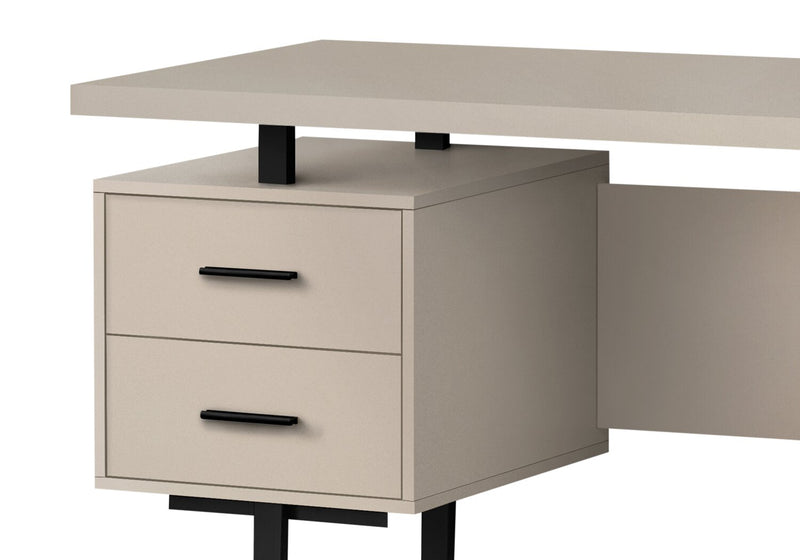 Teagan 60\" Reversible Office Desk with 3-Drawers - Light Taupe
