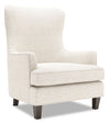 Made in Canada Sofa Lab Customizable Wingback 32\" Chenille Fabric Accent Chair - Luxury Sand Beige