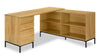 Sean 60\" L-Shaped Office Desk with 3-Drawers & 4 Cubbies - Oak