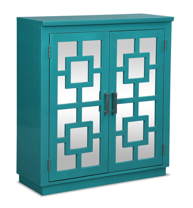 Darci 31.5\" Accent Cabinet with Mirrored Doors - Blue