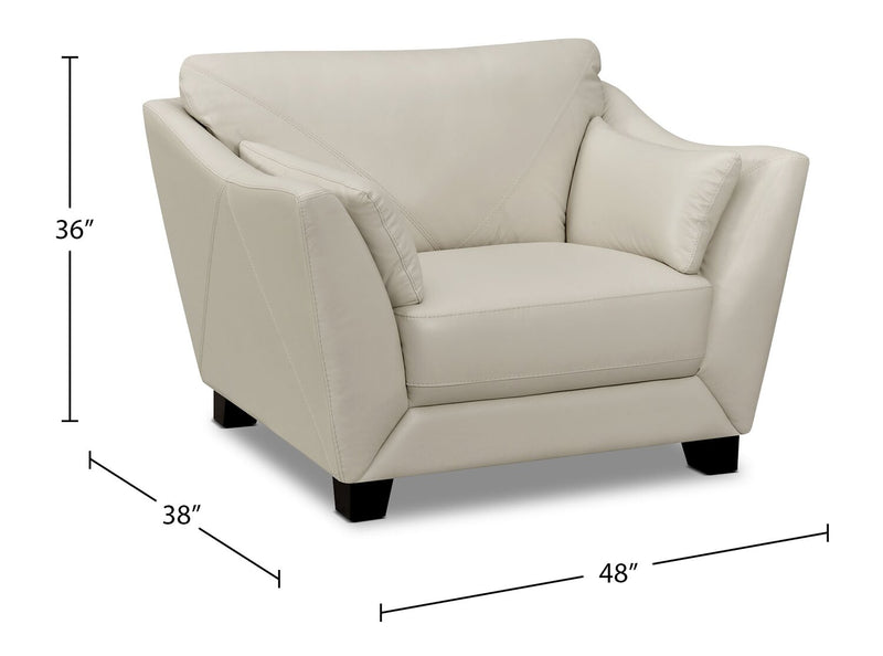 Chateau d'Ax Lusso 92\" 100% Genuine Leather Chair with Wood Legs - Smoke Grey