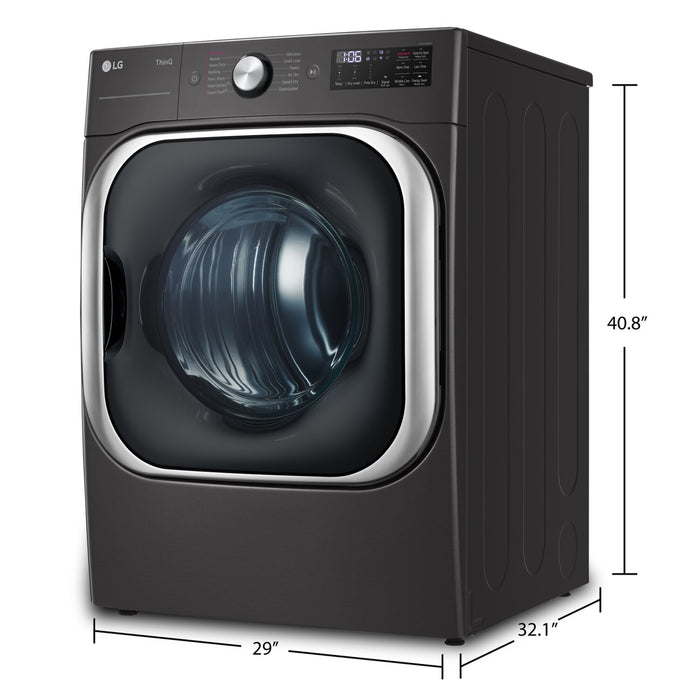 LG 9 Cu. Ft. Smart Electric Dryer with Steam - Black Steel - Stackable - DLEX8900B