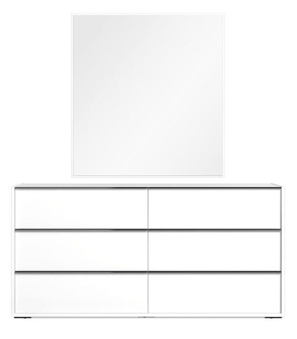 Raia 5pc Bedroom Set with Panel Bed, Dresser & Mirror - Made in Italy, Modern, White - King Size