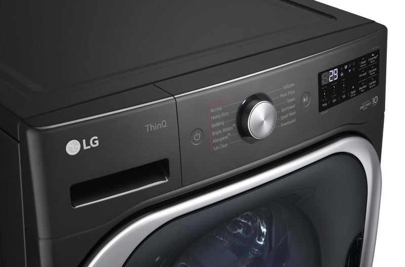 LG 6 Cu. Ft. Smart Front-Load High-Efficiency Steam Washer - Black Steel - Stackable - WM8900HBA