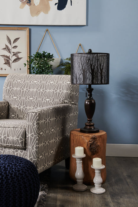 28\" Bean Bronzed Table Lamp with Cut-Out Shade