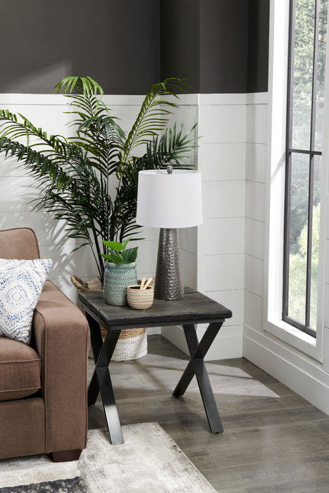 26\" Vintage Hammered Metal Table Lamp