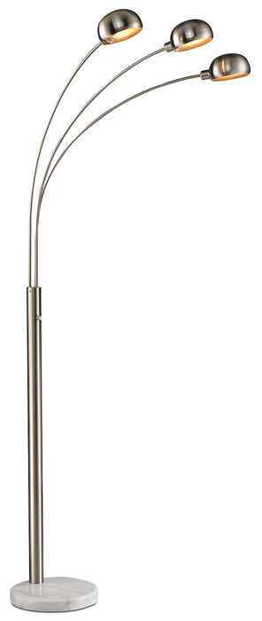 72\" Brushed Steel 3-Light Arc Floor Lamp