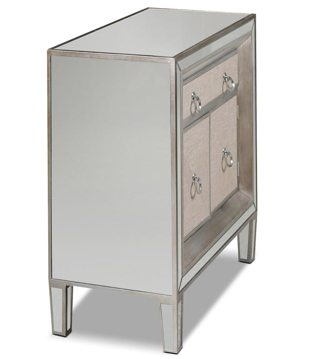Enna 32\" Glam Accent Cabinet with Drawer - Antiqued Silver