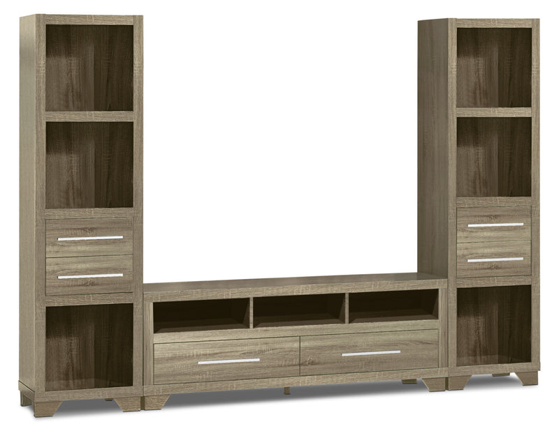 Glendale 99\" 3-Piece Entertainment Centre with Storage and Cable Management for TVs up to 65\"- Grey