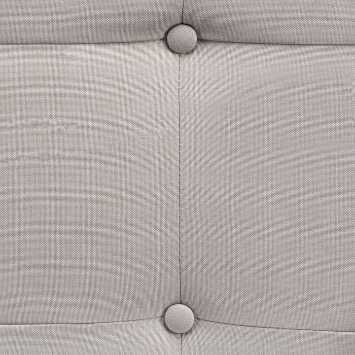 Tara Upholstered Bed in Beige Linen-Look Fabric, Button Tufted - Full Size