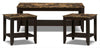 Roma  47.5\" Rustic 3-Pack Coffee + 2 End Tables with Shelf - Cappucino Marble Look