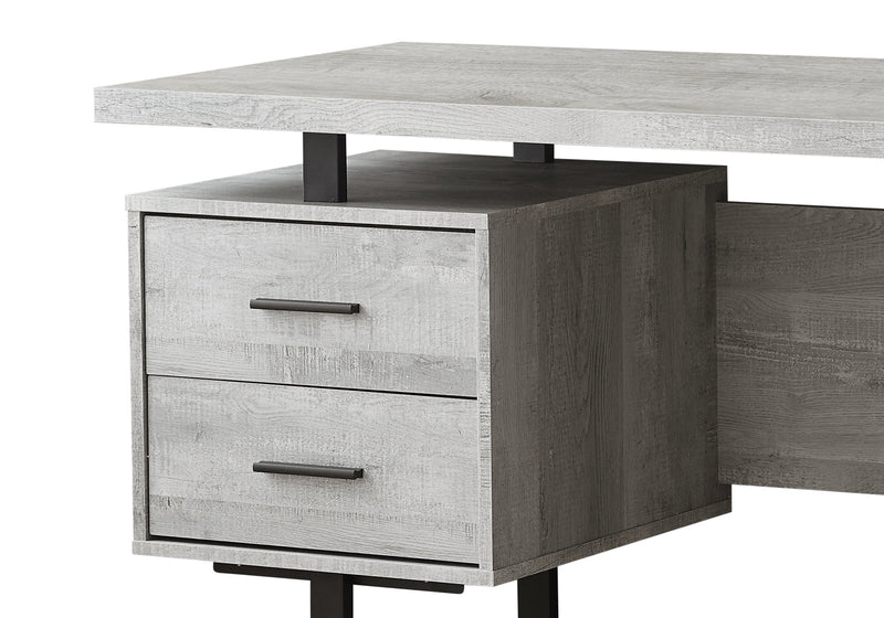 Teagan 60\" Reversible Office Desk with 3-Drawers - Light Grey
