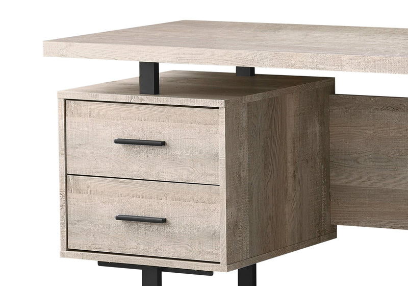 Teagan 60\" Reversible Office Desk with 3-Drawers - Taupe