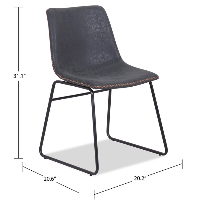 Tess Dining Chair with Leather-Look Fabric, Metal - Grey