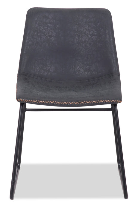 Tess Dining Chair with Leather-Look Fabric, Metal - Grey