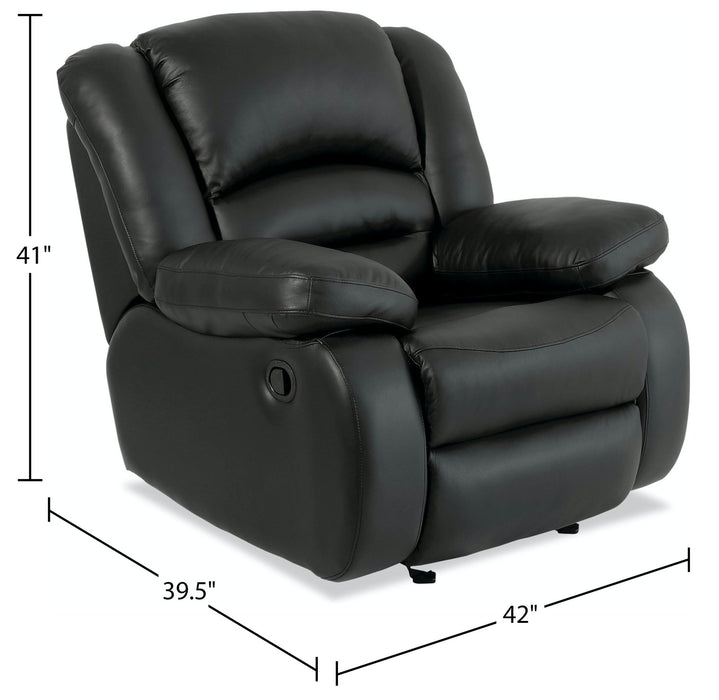 Toreno 42\" Genuine Leather Rocker Reclining Chair - Black