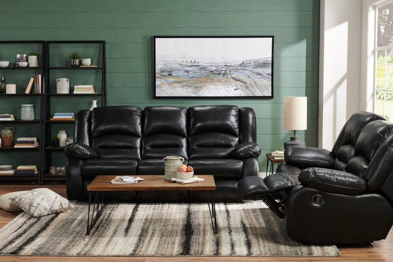 Toreno 64\" Genuine Leather Reclining Loveseat - Black